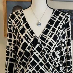 Geometric Print Black and White Dress